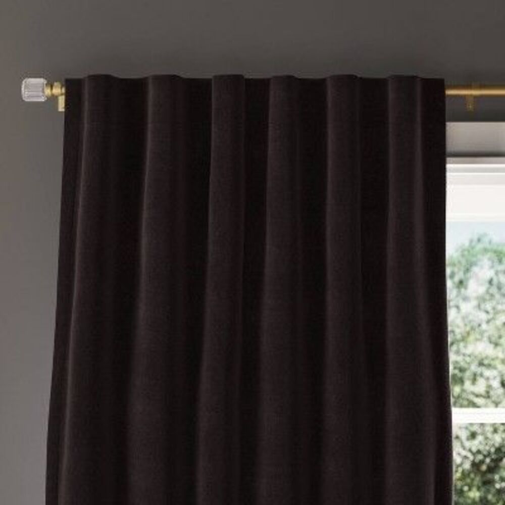 Open Box - Threshold - 2pk 50"x63" Blackout Velvet Curtain Panels Black - Black
